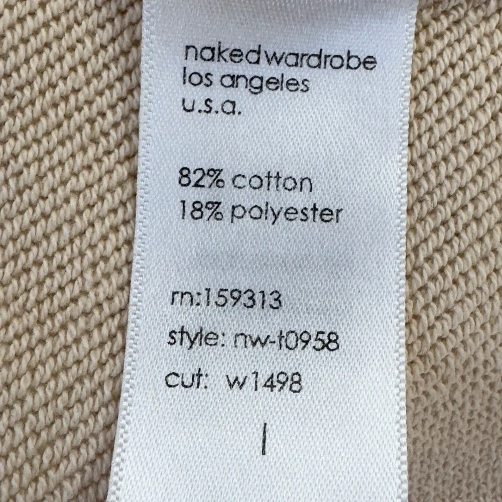 Naked Wardrobe Large Cream Beige‎ French Terry Sweatpants New Large Cotton L